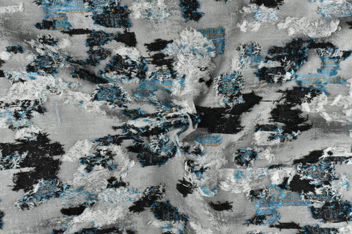 Extra Wide Blue Grey Shabby Chic Hand Cut Floral Fabric For Curtain Drapery|Vintage Abstract Jacquard Home Decor Fabric 114.17"/290CM W