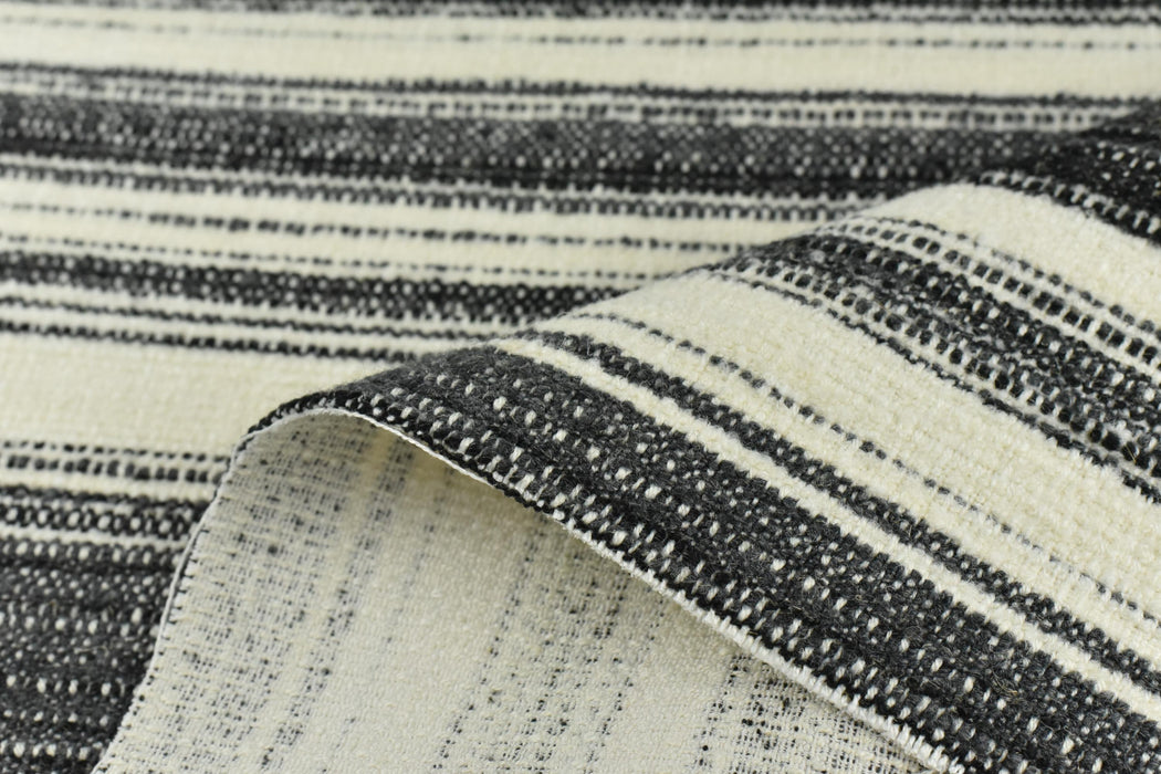 High End Woven Heavy Weight Black White Gray Stripe Linen Blend Upholstery Fabric For Chair Couch|Vintage Multi-Striped Farmhouse Fabric