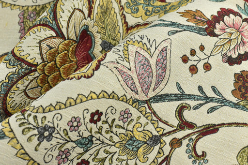 Multi-Colored Boho Chic Vintage Large Floral Jacquard Upholstery Fabric For Chair|Mid Century Modern Home Decor Fabric For Cushion Pillow