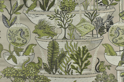 Wider Width Tropical Beach Green Wild and Marine Animals Home Decor Fabric For Curtain Drapery|Kids Room Beach house Decor Fabric-116.14"W