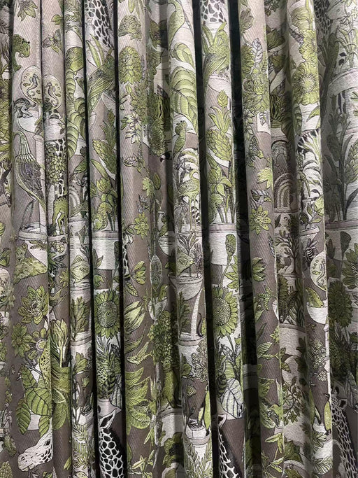 Wider Width Tropical Beach Green Wild and Marine Animals Home Decor Fabric For Curtain Drapery|Kids Room Beach house Decor Fabric-116.14"W