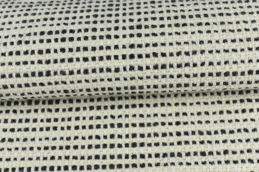 Heavy Weight Wool Linen Blend Black and White Woven Upholstery Fabric Material For Cahir|Heavy Duty Textured Furniture Reupholstery Fabric