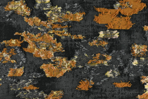 Extra Wide Black Gold Shabby Chic HandCut Floral Fabric For Curtain Drapery|Vintage Abstract Jacquard Home Decor Fabric 114.17"/290CM W