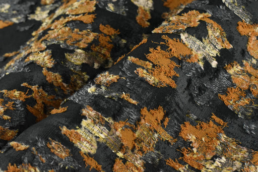 Extra Wide Black Gold Shabby Chic HandCut Floral Fabric For Curtain Drapery|Vintage Abstract Jacquard Home Decor Fabric 114.17"/290CM W