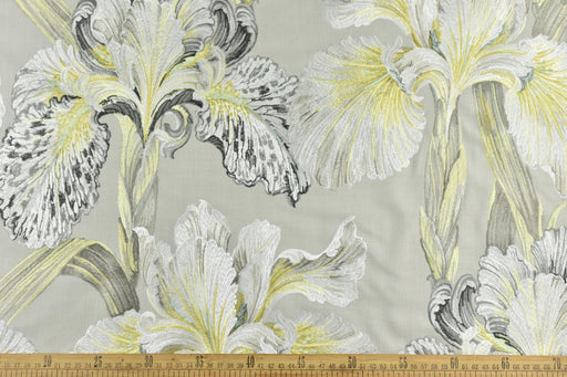 Luxury Yellow Grey White Embroidered Large Scale Floral Fabric For Drapaery Curtain|Heavyweight Elegant Fabric For Headboard Pillow