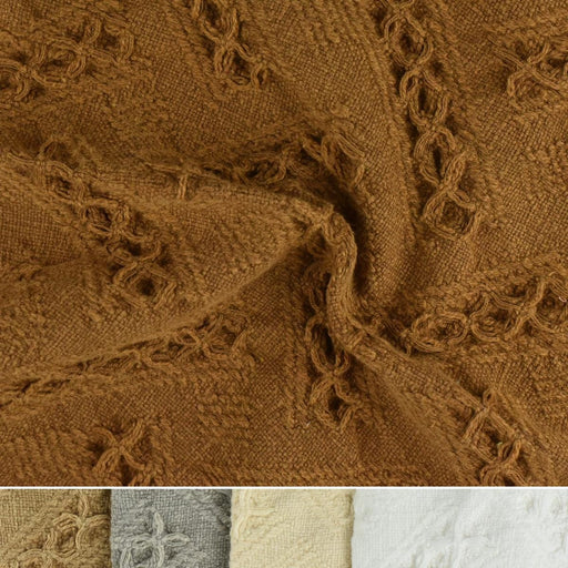 Heavy Weight 100% Natural Cotton Geometric Jacquard Fabric For Couch Chair Curtain|Designer Brown Pure Cotton Fabric For Cushion Drapery