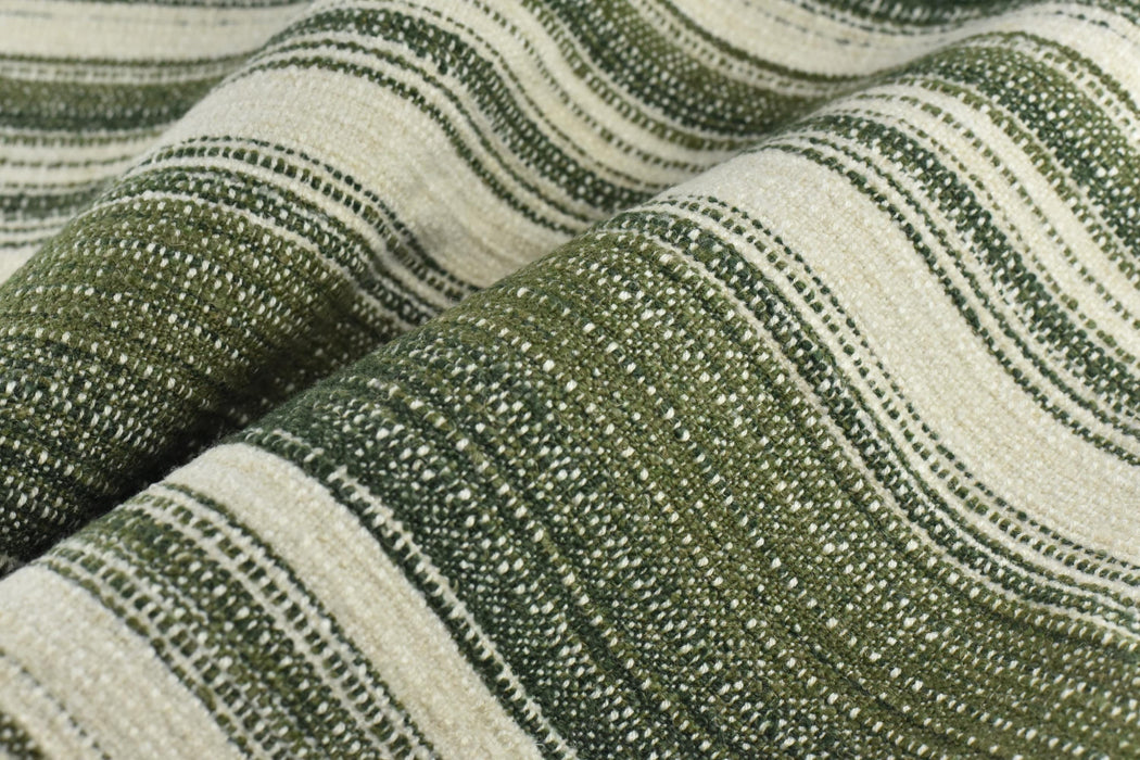 High End Heavy Weight Green and Chartreuse Green Large Stripe Linen Blend Upholstery Fabric For Chair|Vintage Multi-Striped Farmhouse Fabric