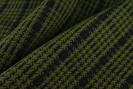 Heavy Weight Olive Black 100% Pure Cotton Hounsdtooth Upholsetry Fabric For Chair|Vintage Geometric Natural Farmhosue Fabric For Furniture