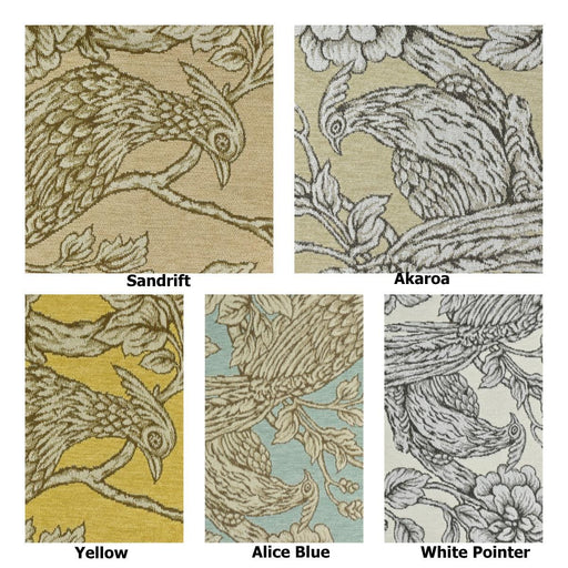 Mid-Century Modern Bird Floral Chenille Jacquard Upholstery Fabric For Chair|Vintage Farmhouse Decor Large Floral Animal Fabric For Ottoman