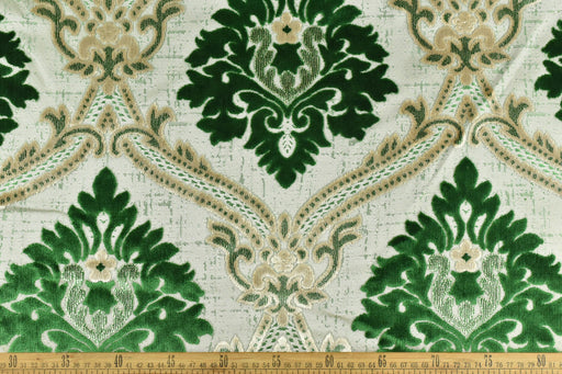 Heavy Weight Vintage Emerald Green Damask Floral Raised Cut Velvet Upholstery Fabric For Chair|French Retro Floral Fabric For Curtain