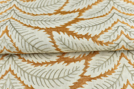Luxury Cream Gold Leaf Embroidered Botanical Fabric For Drapaery Curtain Pillow|Boho Home Decor Fabric|Tropical Leaves Fabric By The Yard