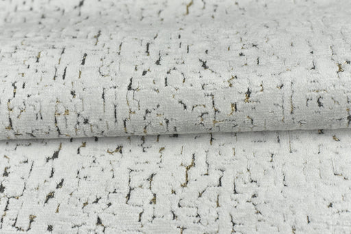 Heavyweight Abstract Geometric Cream Plushed Velvet with Subtle Black Gold Upholstery Fabric For Chair|3D Textured Raised Velvet Fabric