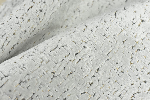 Heavyweight Abstract Geometric Cream Plushed Velvet with Subtle Black Gold Upholstery Fabric For Chair|3D Textured Raised Velvet Fabric