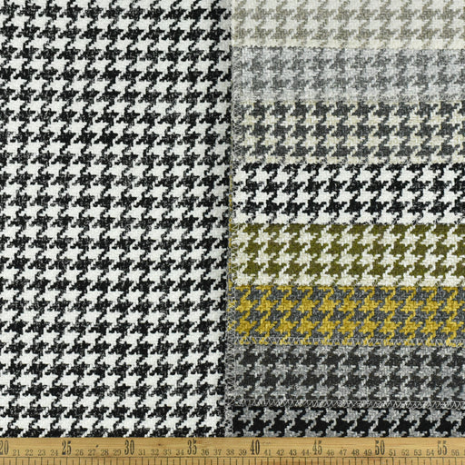 Heavy Weight Black White Houndstooth Plaid Upholstery Fabric For Chair Couch|Vintage Geometric Olive Green Check Furniture Fabric-780GSM