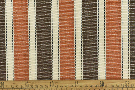 Heavy Weight Orange Brown Primitive Boho Wider Striped Cotton Linen Blend Upholsetry Fabric For Chair|Vintage Blue/Yellow Farmhosue Fabric