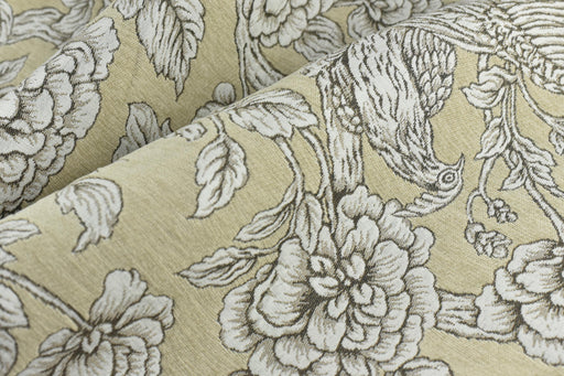 Mid-Century Modern Bird Floral Chenille Jacquard Upholstery Fabric For Chair|Vintage Farmhouse Decor Large Floral Animal Fabric For Ottoman