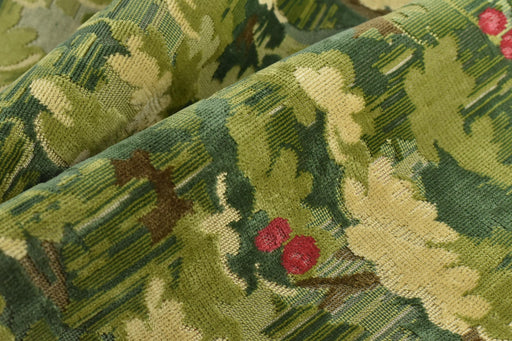 Heavy Wight Cotton Linen Blend Green Floral Raised Cut Vevet Upholstery Fabric For Chair|Heavy Duty Mystery Forest Green Red Decor Fabric