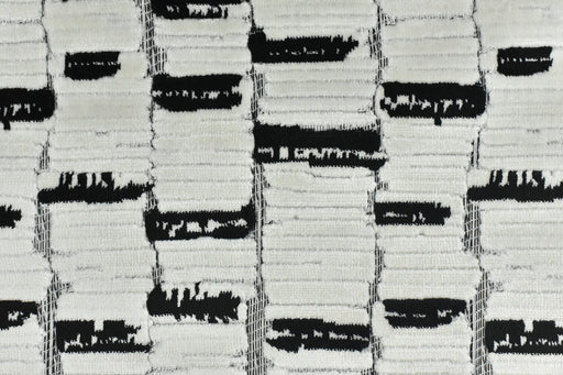 Heavyweight Ultra Soft Black and White Abstract Geometric Raised Cut Velvet Upholstery Fabric For Chair|Modern Plushed Pile Velvet For Couch