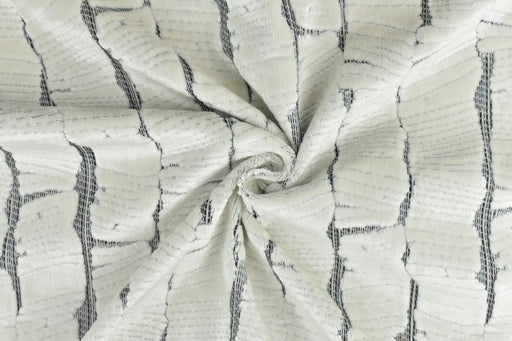 Heavyweight Ultra Soft Cream White Abstract Geometric Raised Cut Velvet Upholstery Fabric For Chair|Modern Plushed Pile Velvet For Couch