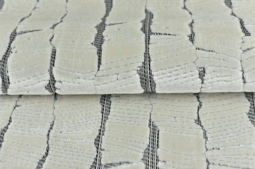 Heavyweight Ultra Soft Cream White Abstract Geometric Raised Cut Velvet Upholstery Fabric For Chair|Modern Plushed Pile Velvet For Couch