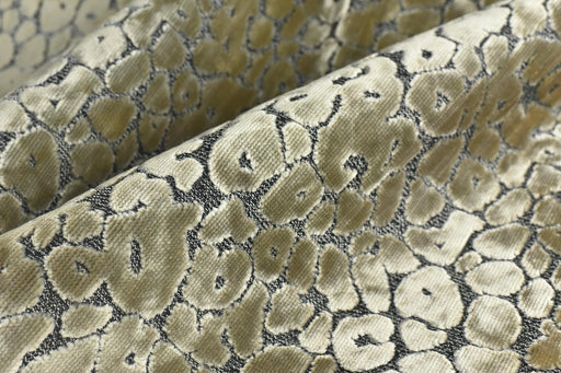 Heavy Weight Shiny Cream Beige Leopard Raised Cut Velvet Upholstery Fabric For Chair|Vintage Animal Abstract Geometric Fabric For Couch