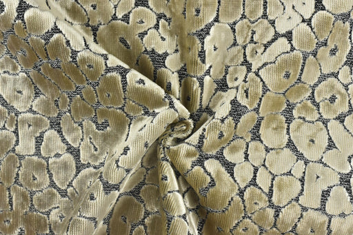 Heavy Weight Shiny Cream Beige Leopard Raised Cut Velvet Upholstery Fabric For Chair|Vintage Animal Abstract Geometric Fabric For Couch