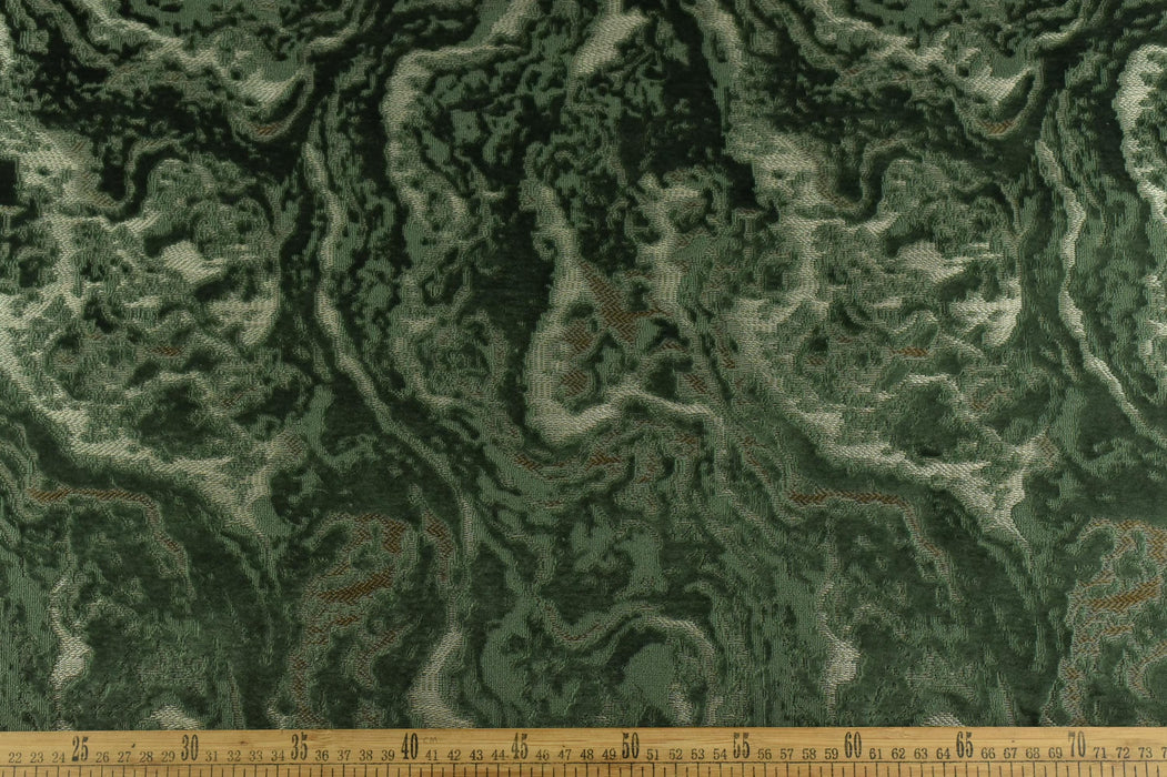 Heavy Weight Green Abstract Geometric Raised Cut Velvet Upholstery Fabric By The Yard For Chair Ottoman|Designer Luxury 3D Cut Velvet Fabric