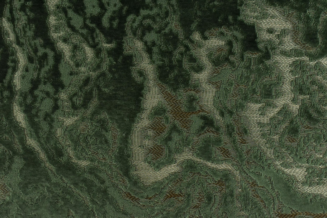 Heavy Weight Green Abstract Geometric Raised Cut Velvet Upholstery Fabric By The Yard For Chair Ottoman|Designer Luxury 3D Cut Velvet Fabric