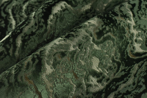 Heavy Weight Green Abstract Geometric Raised Cut Velvet Upholstery Fabric By The Yard For Chair Ottoman|Designer Luxury 3D Cut Velvet Fabric