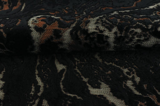 Heavy Weight Black Gold Abstract Geometric Raised Cut Velvet Upholstery Fabric By The Yard For Chair Ottoman|Luxury 3D Cut Velvet Fabric