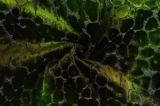 Heavyweight Gradient Moss Green Leopard Raised Cut Velvet Upholstery Fabric For Chair|Vintage Animal Abstract Geometric Fabric For Couch