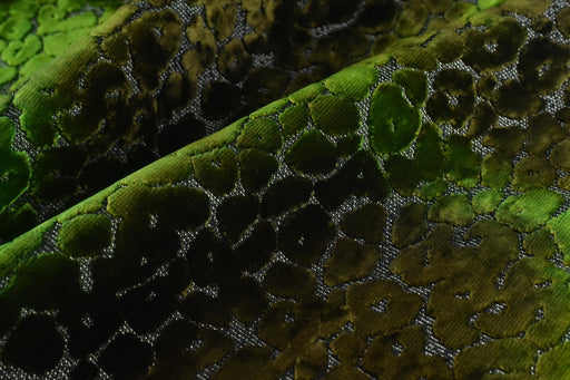 Heavyweight Gradient Moss Green Leopard Raised Cut Velvet Upholstery Fabric For Chair|Vintage Animal Abstract Geometric Fabric For Couch