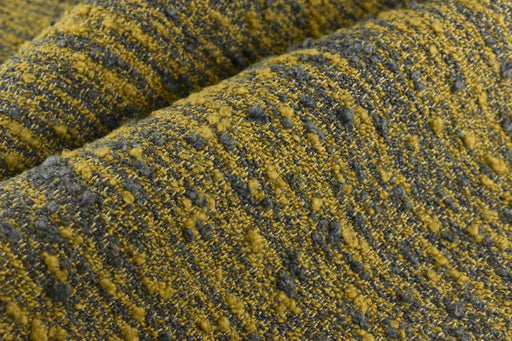 Designer Upmarket Heavy Weight Irregular Yellow Grey Cotton Wool Blend Boucle Upholstery Fabric For Chair Couch|Soft Chunky Furniture Fabric