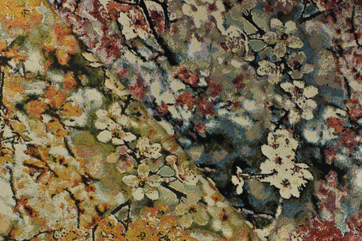 Heavy Weight Multicolored Green Blue and Red Vintage Chinoiserie Plum Blossom Floral Pure Cotton Woven Upholstery Fabric For Chair Cushion