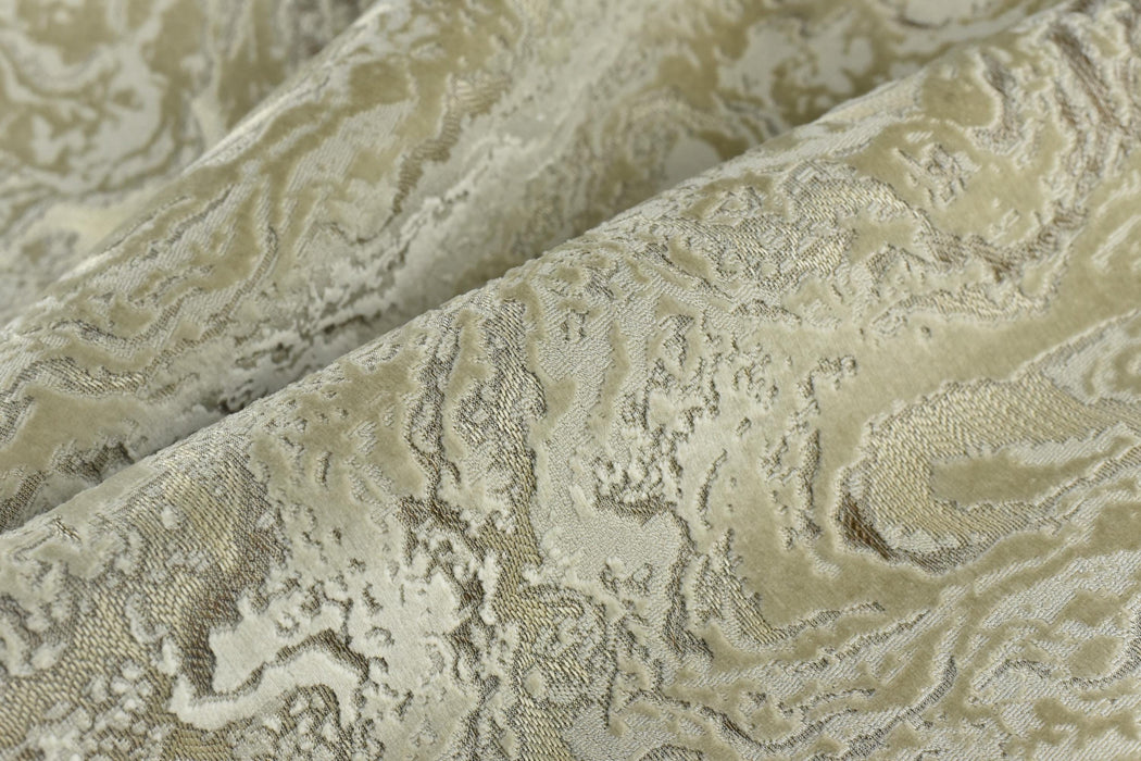 Heavy Weight Cream Beige Abstract Geometric Raised Cut Velvet Upholstery Fabric By The Yard For Chair|Luxury 3D Cut Velvet Fabric