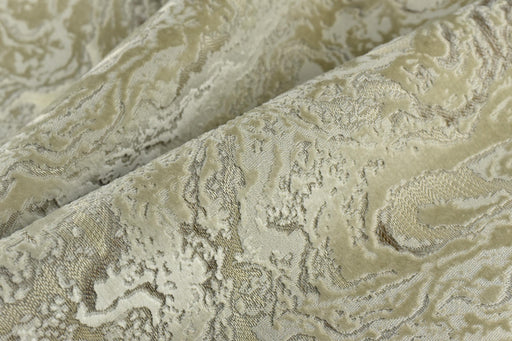 Heavy Weight Cream Beige Abstract Geometric Raised Cut Velvet Upholstery Fabric By The Yard For Chair|Luxury 3D Cut Velvet Fabric