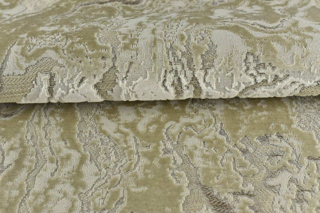 Heavy Weight Cream Beige Abstract Geometric Raised Cut Velvet Upholstery Fabric By The Yard For Chair|Luxury 3D Cut Velvet Fabric
