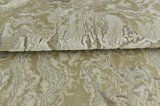 Heavy Weight Cream Beige Abstract Geometric Raised Cut Velvet Upholstery Fabric By The Yard For Chair|Luxury 3D Cut Velvet Fabric