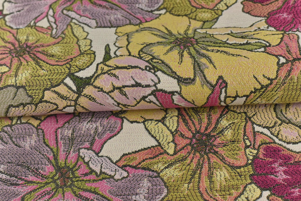 Heavy Weight Vintage Red Floral Jacquard Upholstery Fabric For Chair Curtain|Multi-Colored Abstract Farmhouse Country Decor Floral Fabric