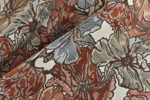 Heavy Weight Vintage Red Floral Jacquard Upholstery Fabric For Chair Curtain|Multi-Colored Abstract Farmhouse Country Decor Floral Fabric