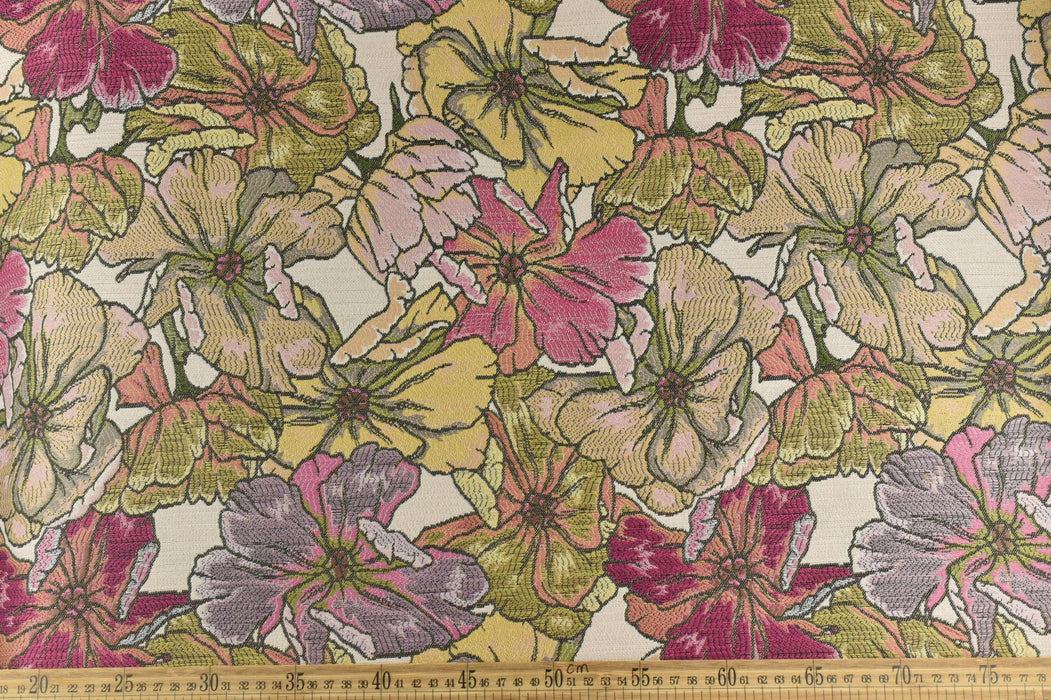 Heavy Weight Vintage Red Floral Jacquard Upholstery Fabric For Chair Curtain|Multi-Colored Abstract Farmhouse Country Decor Floral Fabric