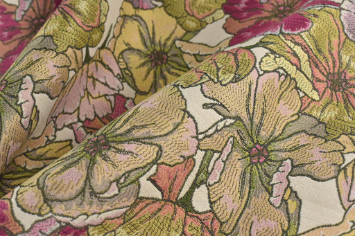 Heavy Weight Vintage Red Floral Jacquard Upholstery Fabric For Chair Curtain|Multi-Colored Abstract Farmhouse Country Decor Floral Fabric