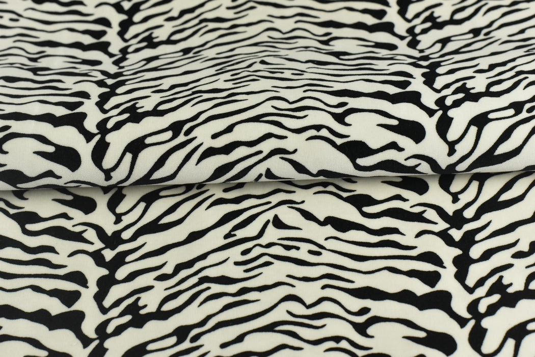 Clearance Sale!Heavy Weight Black and White Tiger Skin Print on Plain Cut Velvet Upholstery Fabric For Couch Chair|Vintage Animal Fabric