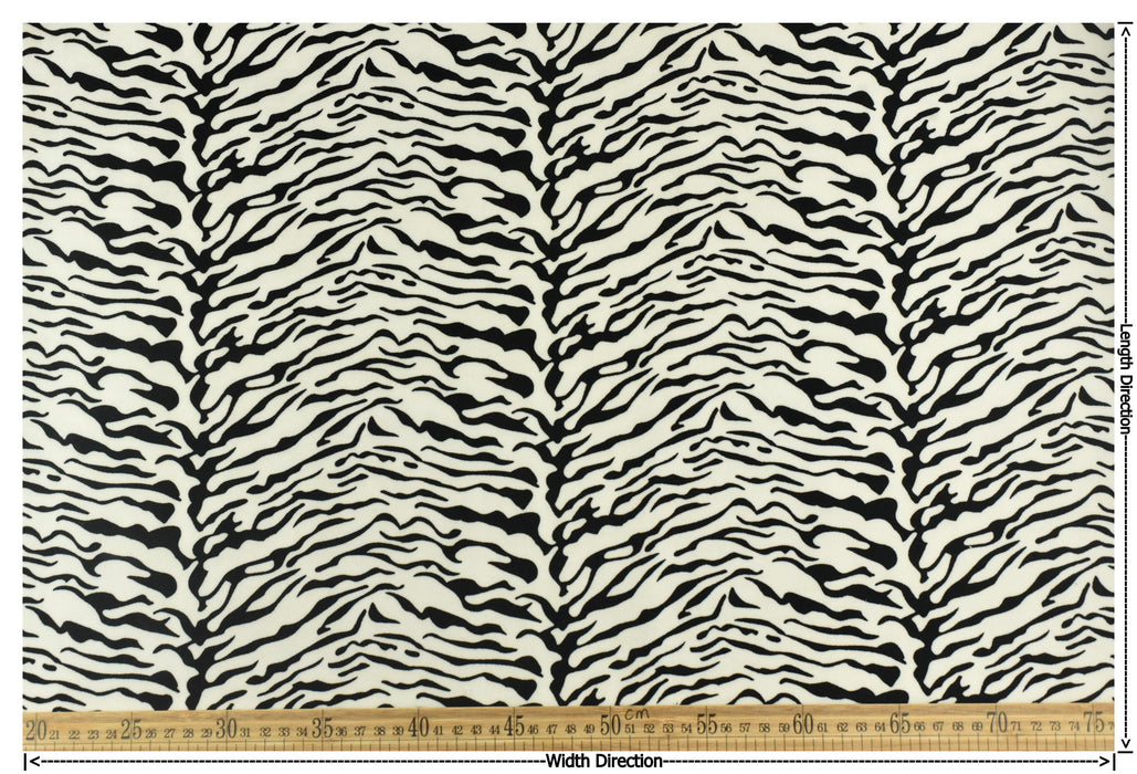 Clearance Sale!Heavy Weight Black and White Tiger Skin Print on Plain Cut Velvet Upholstery Fabric For Couch Chair|Vintage Animal Fabric