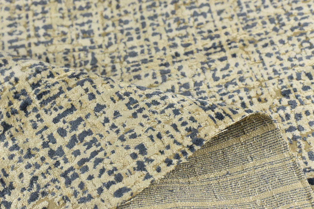 Clearance Sale!Heavy Weight Blue and Beige Abstract Geometric Cut Velvet Upholstery Fabric For Chair|Durable Furniture Fabric For Cushion