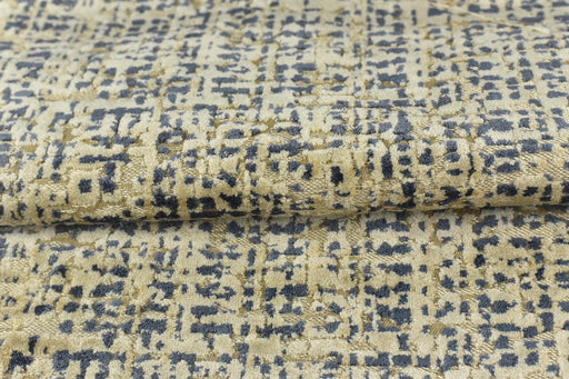 Clearance Sale!Heavy Weight Blue and Beige Abstract Geometric Cut Velvet Upholstery Fabric For Chair|Durable Furniture Fabric For Cushion