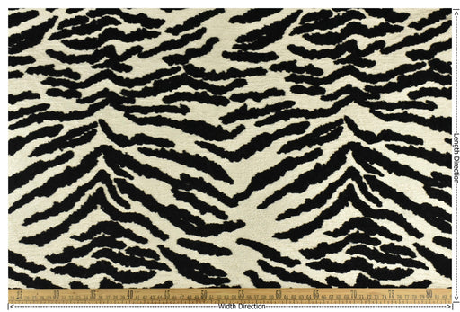 Heavy Weight Luxury Black Cream White Cotton Blend Zebra Skin Cut Velvet Upholstery Fabric|Abstract Geometric Wild Animal Fabric For Chair