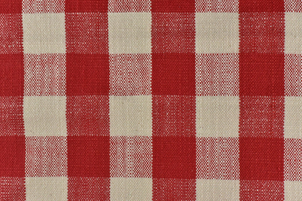 100% Pure Cotton Red and Cream Vintage Buffalo Check Jacquard Upholstery And Drapery Fabric|Rustic Traditional Home Decor Fabric