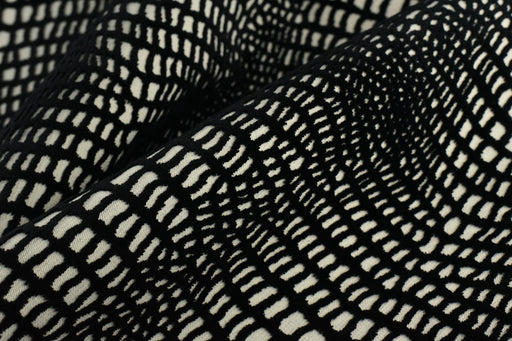 Heavy Weight Black Abstract Vintage Crocodile Skin Raised Cut Velvet For Chair|Heavy Duty Geometric Jacquard Thick Velvet Furniture Fabric