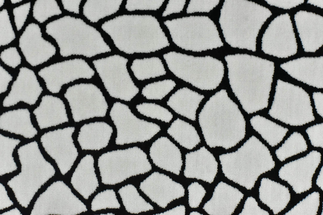 Heavy Weight Black and White Geometric Abstract Cut Velvet For Chair|Heavy Duty Geometric Pattern Thick Velvet Furniture Fabric